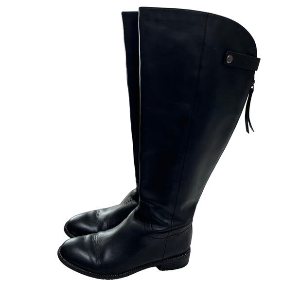 Franco Sarto Brindley Women’s Riding Boots Leather Size 8M Black Zip Back - Picture 1 of 8